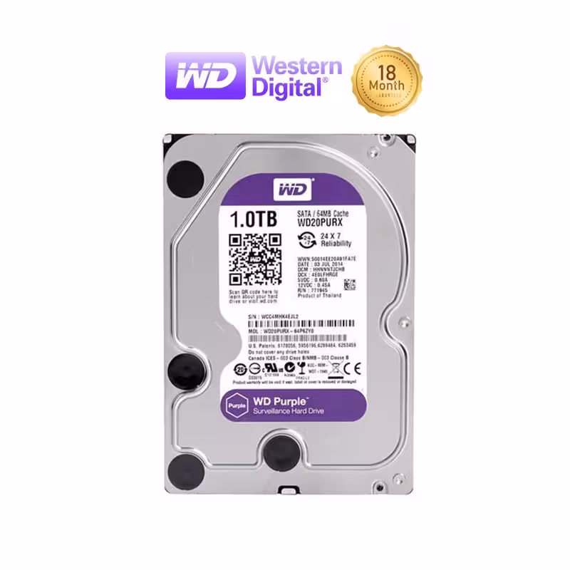 هارد اینترنال وسترن دیجیتال بنفش Purple ظرفیت 1 ترابایت مناسب دوربین مدار بسته
