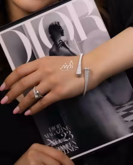 💍دستبند و انگشتر لاکچري خاص و زیبا ، نقره عیار 925 (D_7186)