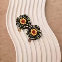 گوشواره گلدوزی گل افتابگردات