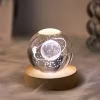 چراغ خواب مدل گوی کریستالی طرح ماه و دختر 3D