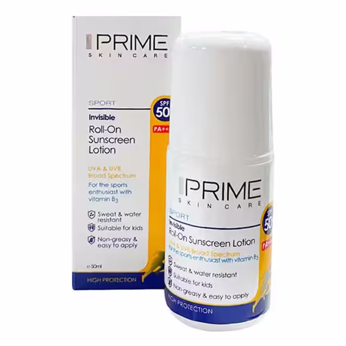 لوسیون رولی ضد آفتاب SPF50 پرایم فاقد رنگ 50 میلی لیتر