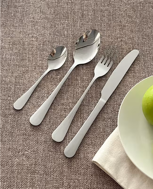 سرویس قاشق چنگال و کارد 24 پارچه وارداتی نقره ای