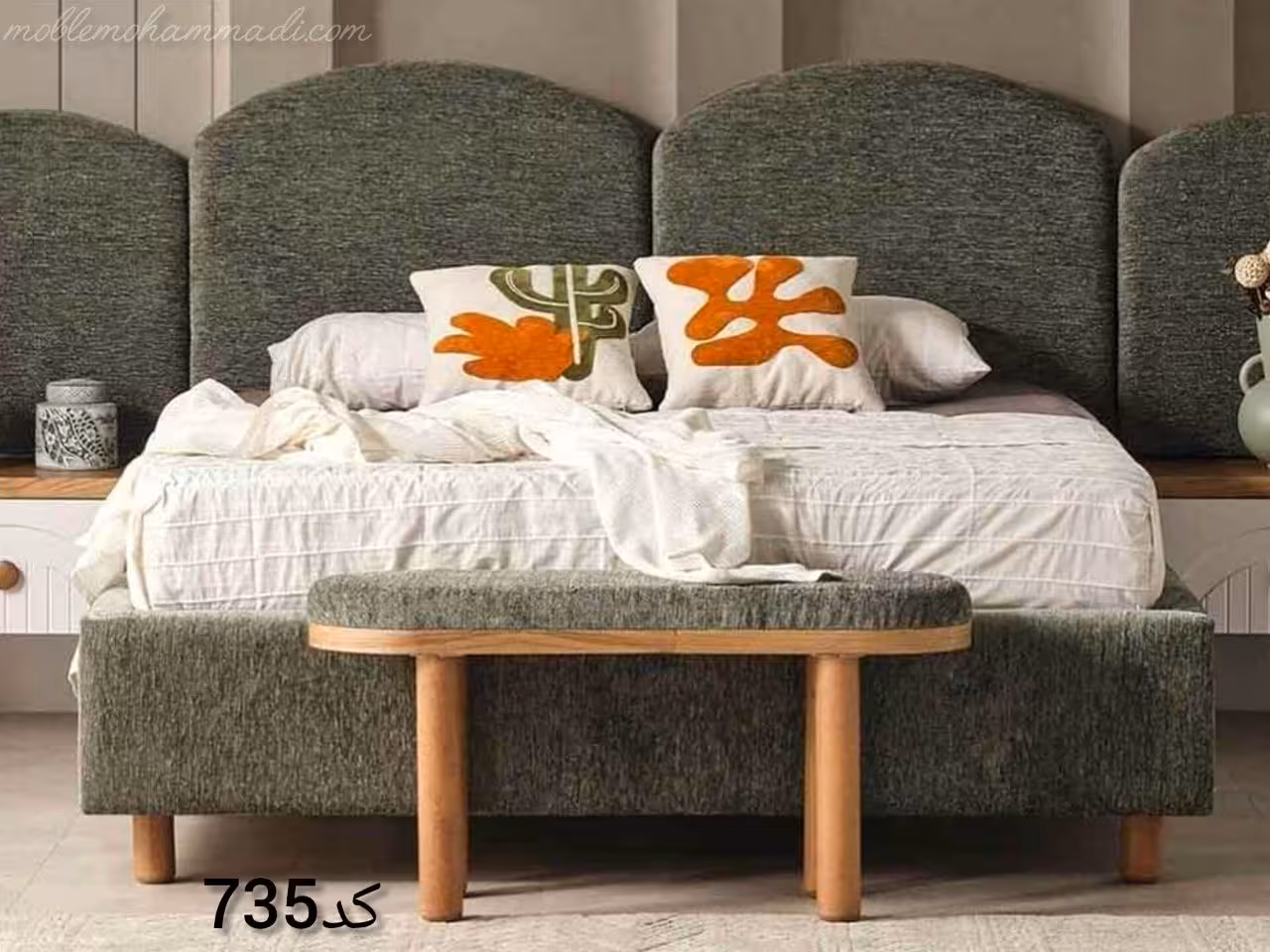 سرویس خواب کد 735 شامل تخت – دراور – قاب آینه – پاتختی