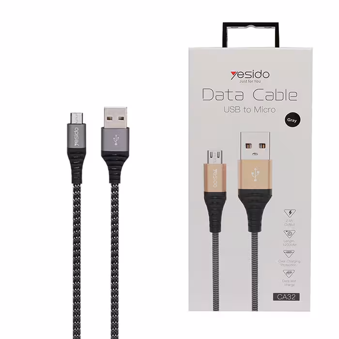 کابل USB به micro-usb یسیدو YESIDO CA32 طول 1.2 متر 2.4 آمپر