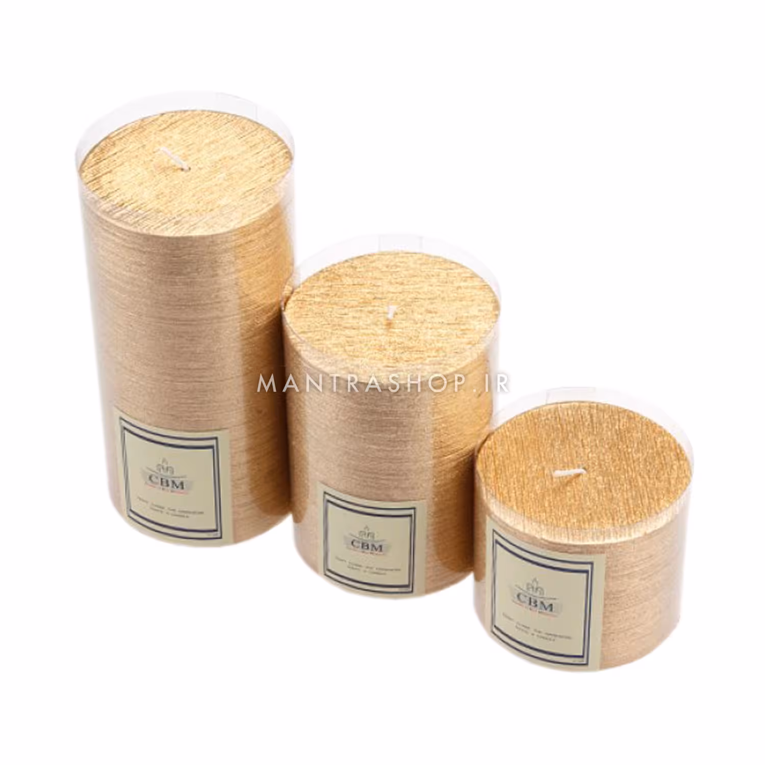 شمع مدل استوانه ای قطر 7.5 سانتی متر 200 ساعت سوخت رنگ طلایی