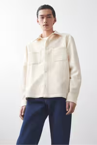 پیراهن بلوز دکمه دار مردانه OVERSHIRT TEXTURY TEXTURED FIT H&M