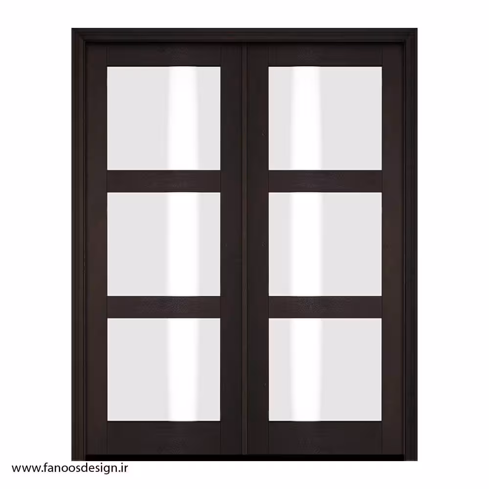 درب شیشه‌خور با چوب راش برای اتاق نشیمن کد 1119