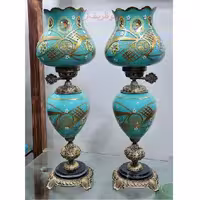 چراغ لامپا، طرح تراش عینکی، گل هفت رنگ، با آبکاری