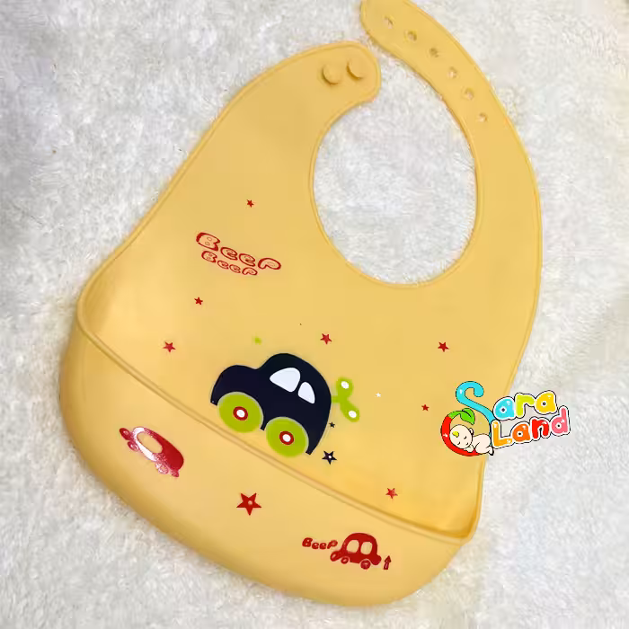پیشبند سیلیکونی نوزاد طرح ماشین کوکی