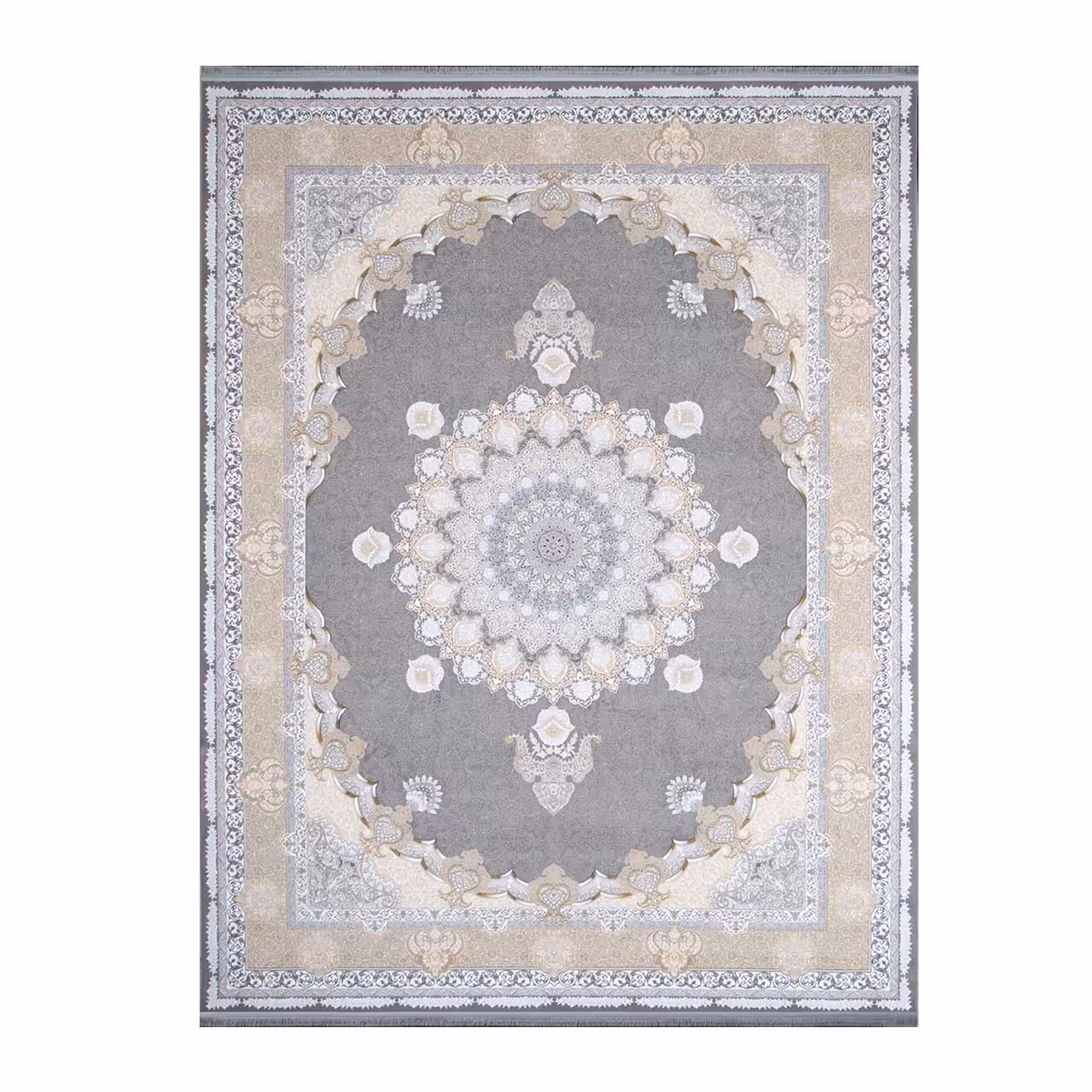 فرش ماشینی طرح سیلور حاشیه بژ کد 1439