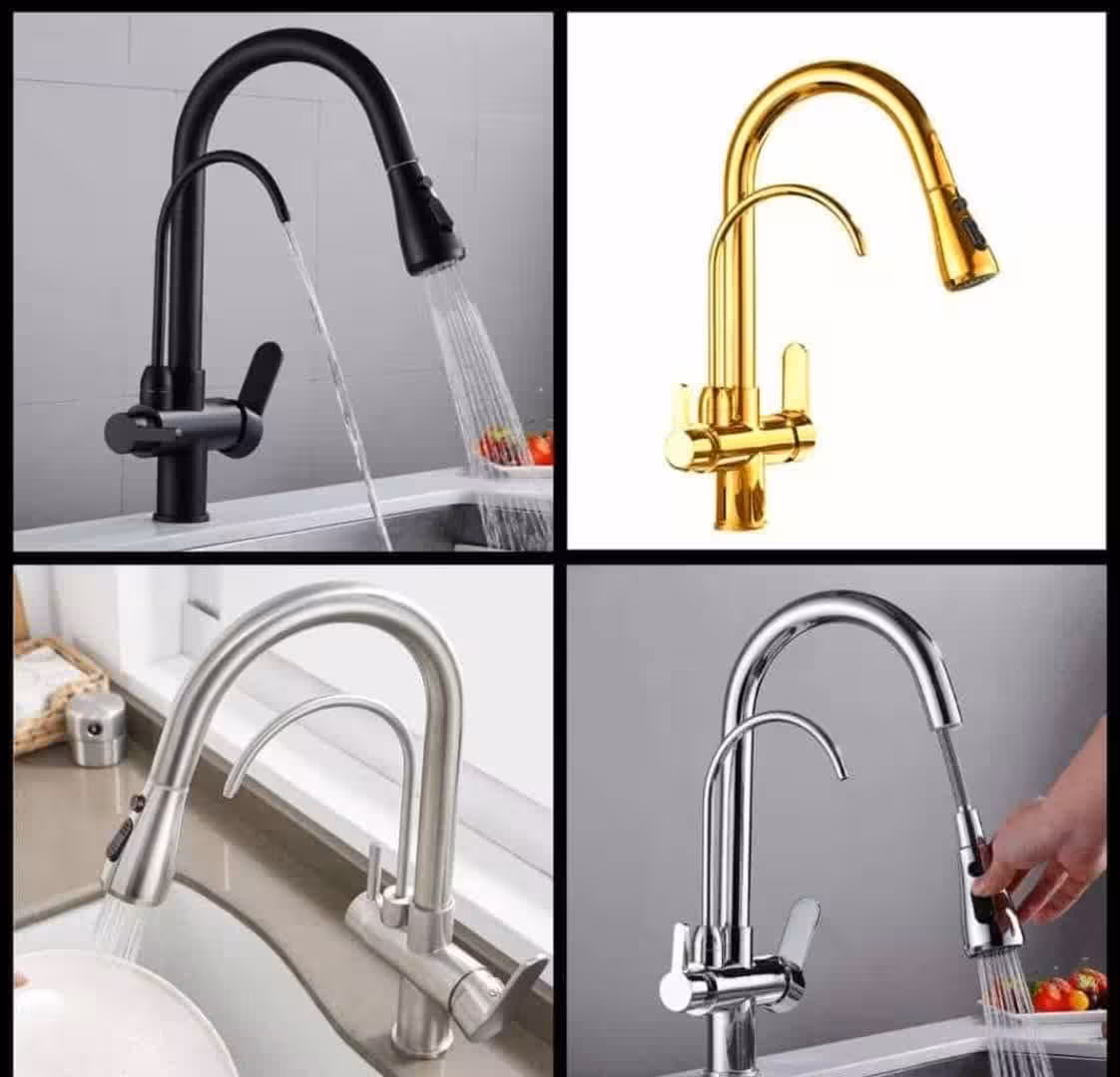 شیر ظرفشویی دومنظوره شلنگدار کروم مات