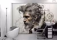 کاغذ دیواری سه بعدی آرایشگاه مردانه مدل مو رنگ جو گندمی HQ-1870