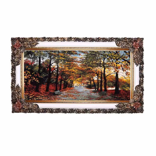 تابلو فرش ماشینی دنیای فرش طرح پاییز و پارک کد T700
