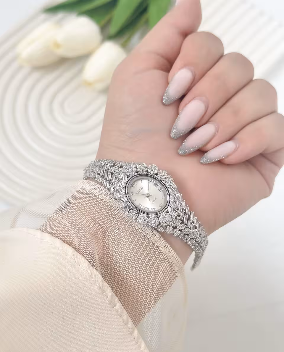 ساعت نقره جواهری زنانه کد 80312