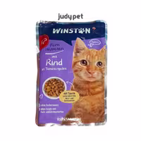 پوچ گربه وینستون طعم گوشت گاو در ژله گوجه فرنگی