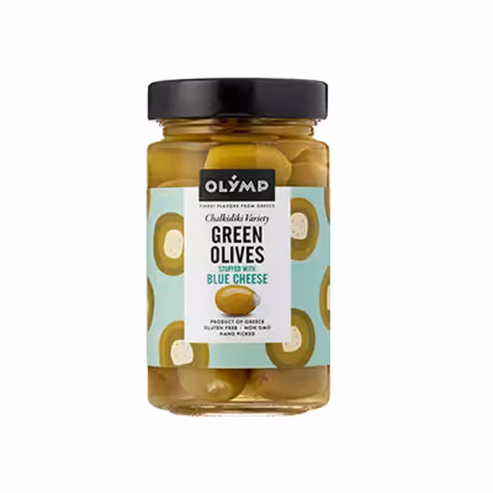 زیتون سبز با فیلینگ پنیر فتا اُلمپ OLYMP وزن 320 گرم