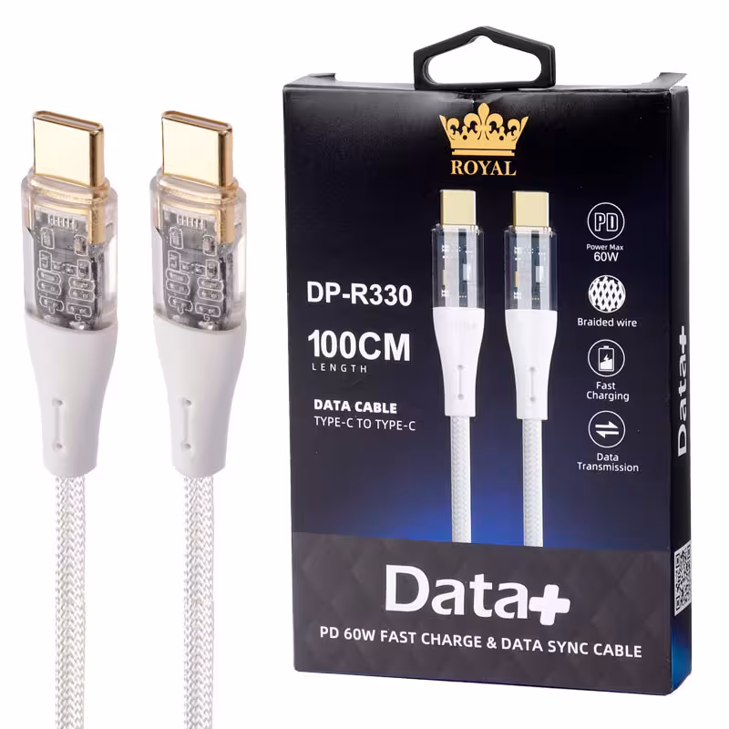 کابل تبدیل Type-C به Type-C فست شارژ 60W دیتا پلاس سری رویال مدل DP-R330 به طول 1 متر