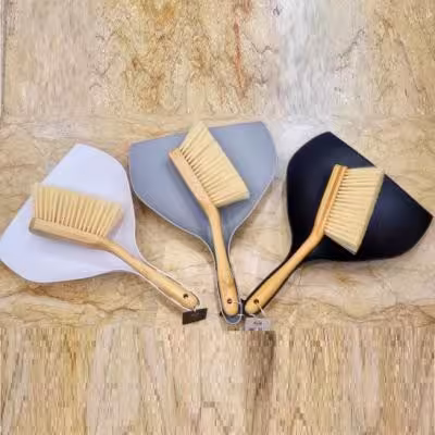 فرچه دسته چوبی و خاک انداز