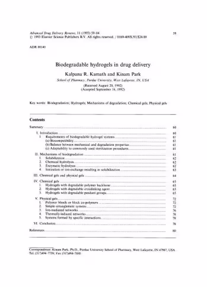 خرید و دانلود نسخه کامل کتاب Biodegradable hydrogels in drug delivery