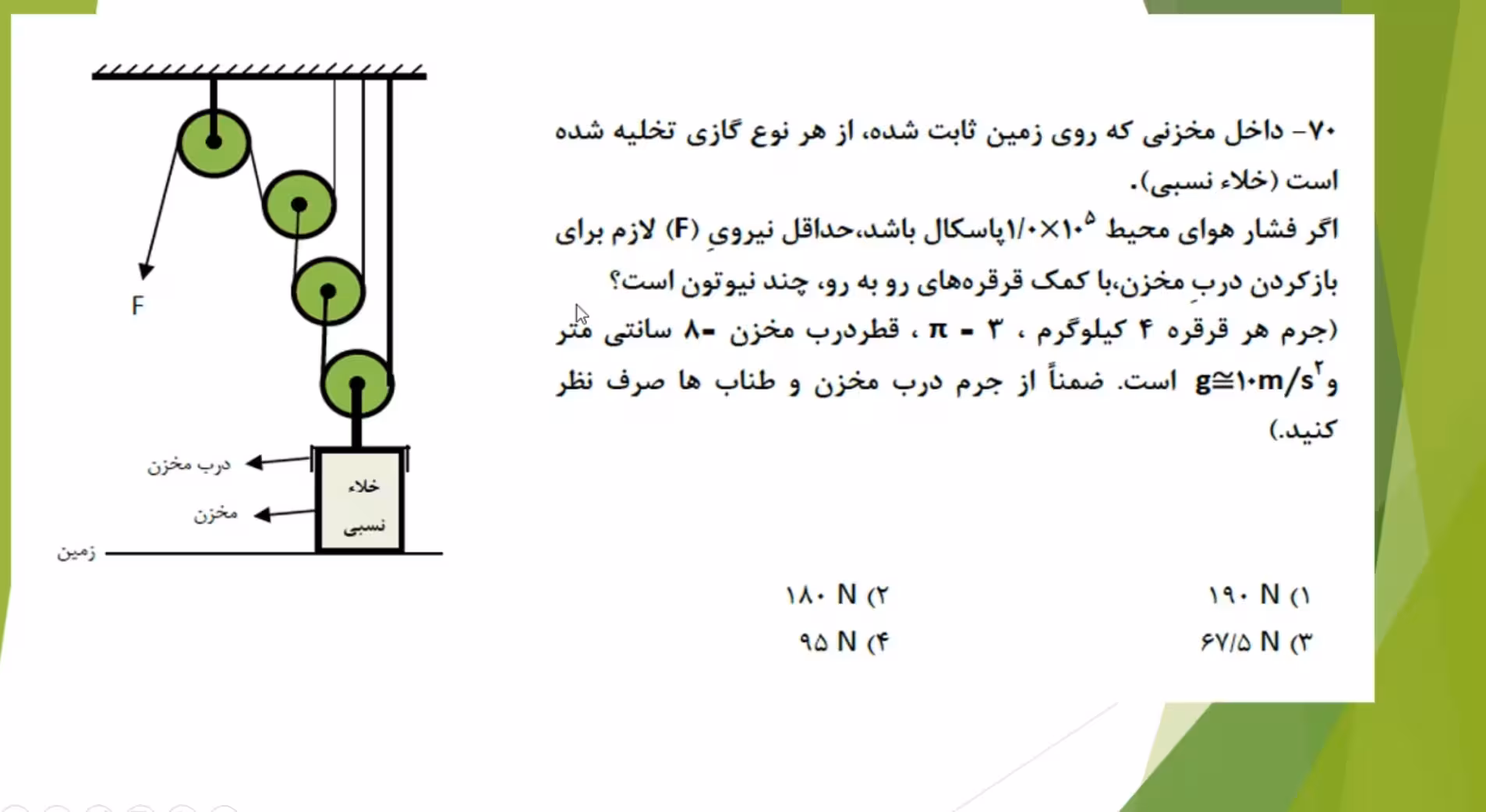 حل سوال ورودی نمونه و تیزهوشان علوم نهم . مبحث قرقره