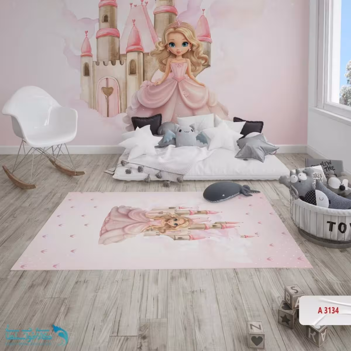فرشینه اتاق کودک طرح ملکه صورتی کد A3134