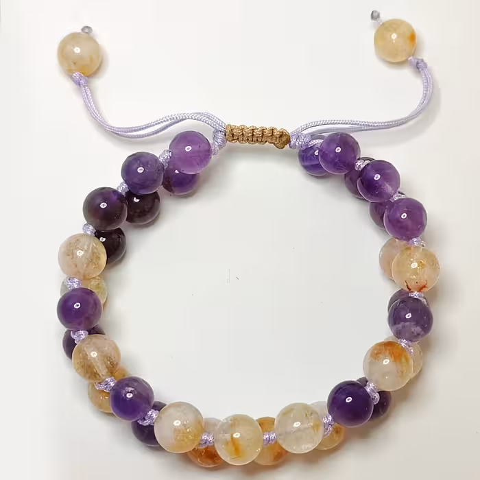 دستبند مدل آمیتیست و سیترین طبیعی