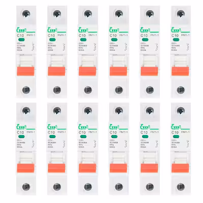 فیوز مینیاتوری تکفاز 10 آمپر بدیع مدل C10 بسته 12 عددی