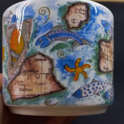 گلدان دکوری مدل رومیزی طرح بوهو کد 1 به همراه زیرگلدانی