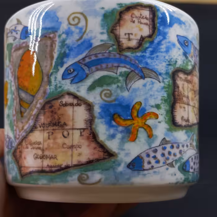 گلدان دکوری مدل رومیزی طرح بوهو کد 1 به همراه زیرگلدانی