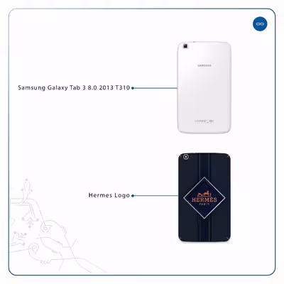 برچسب پوششی ماهوت مدل Hermes-Logo مناسب برای تبلت سامسونگ Galaxy Tab 3 8.0 2013 T310