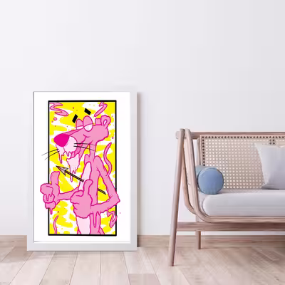 تابلو مدل دکوراتیو پلنگ صورتی pink panter کد G8-39