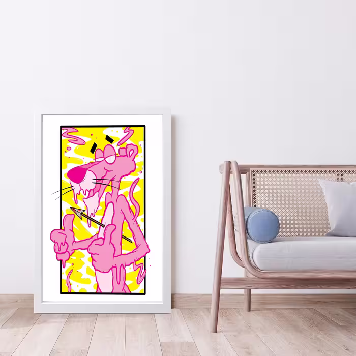 تابلو مدل دکوراتیو پلنگ صورتی pink panter کد G8-39