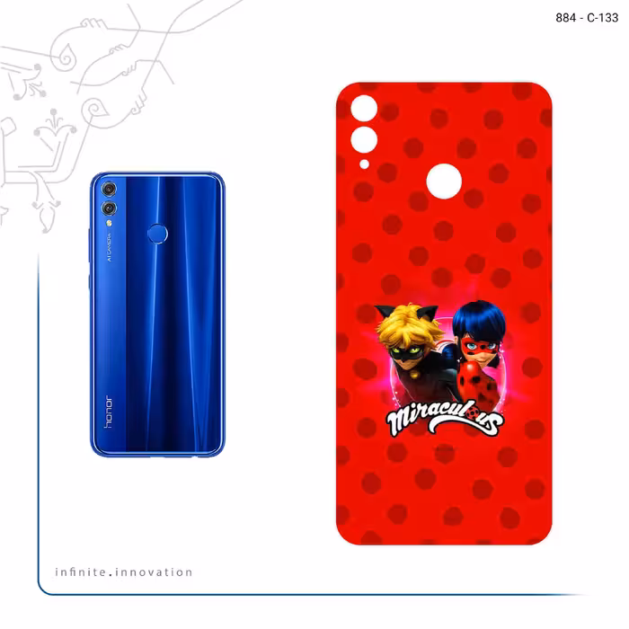 برچسب پوششی ماهوت مدل Ladybug and Cat Noir مناسب برای گوشی موبایل آنر 8X