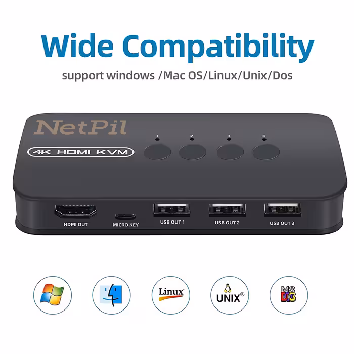 سوییچ  چهار پورت HDMI KVM  نت پیل  مدل HK401