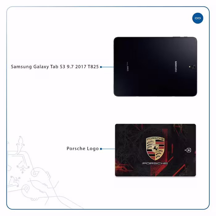 برچسب پوششی ماهوت مدل Porsche-Logo مناسب برای تبلت سامسونگ Galaxy Tab S3 9.7 2017 T825