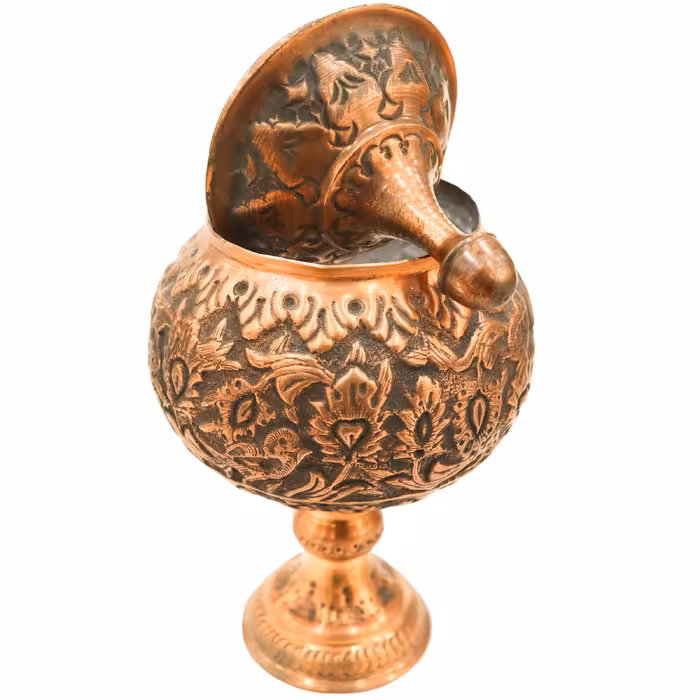 ست 3 تکه شکلات خوری و گلدان قلمزنی مدل سیاه قلم