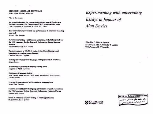 خرید و دانلود نسخه کامل کتاب Experimenting with Uncertainty: Essays in Honour of Alan Davies: Studies in Language Testing