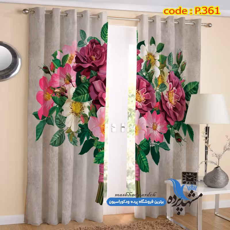 پرده پانچ طرح گلدار کد p-361