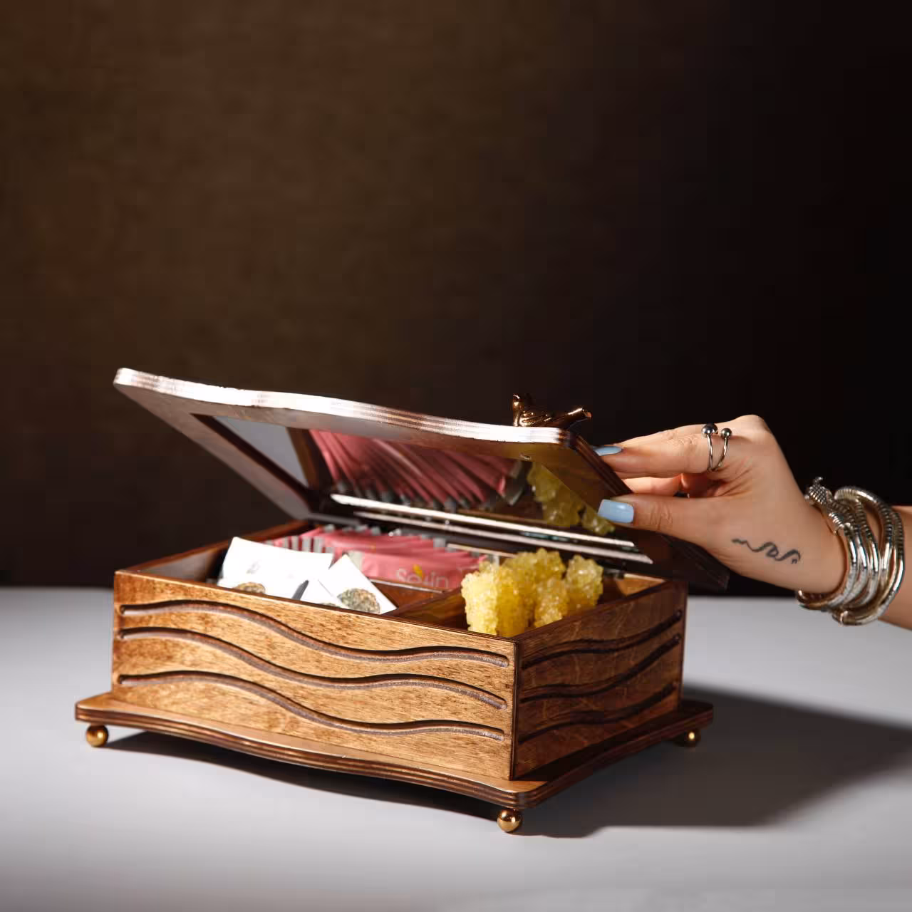 تی باکس چوبی 3 خانه آسا