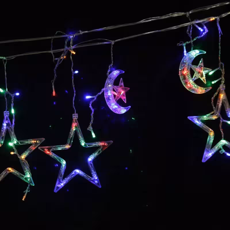 ریسه پرده ای طرح ستاره و ماه کوچک 3 متری