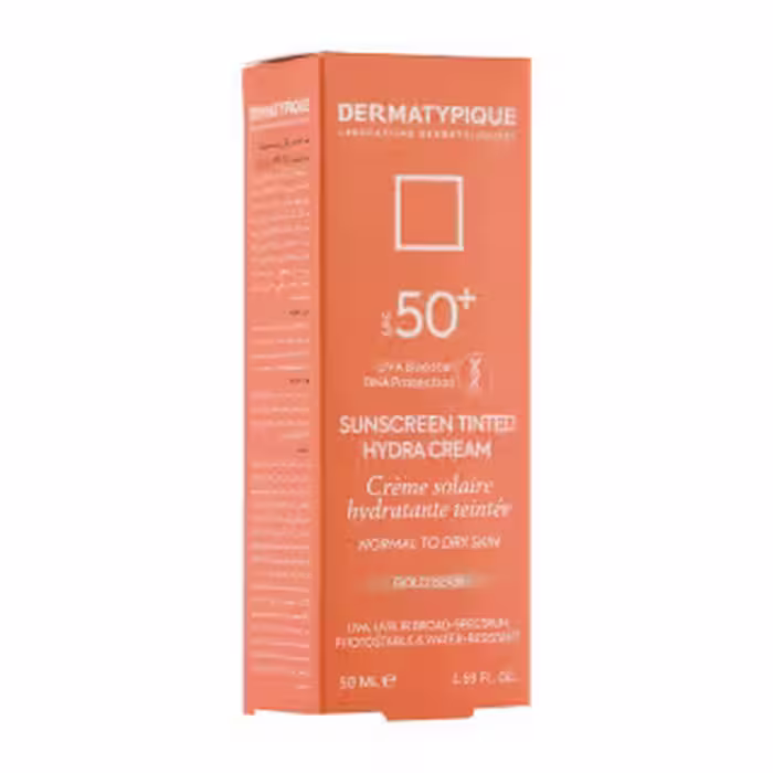 ضد آفتاب فلوئیدی درماتیپیک پوست خشک مدل هیدرا SPF50 رنگی(بژ طبیعی)