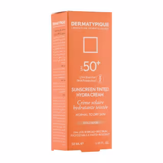 ضد آفتاب فلوئیدی درماتیپیک پوست خشک مدل هیدرا SPF50 رنگی(بژ طبیعی)
