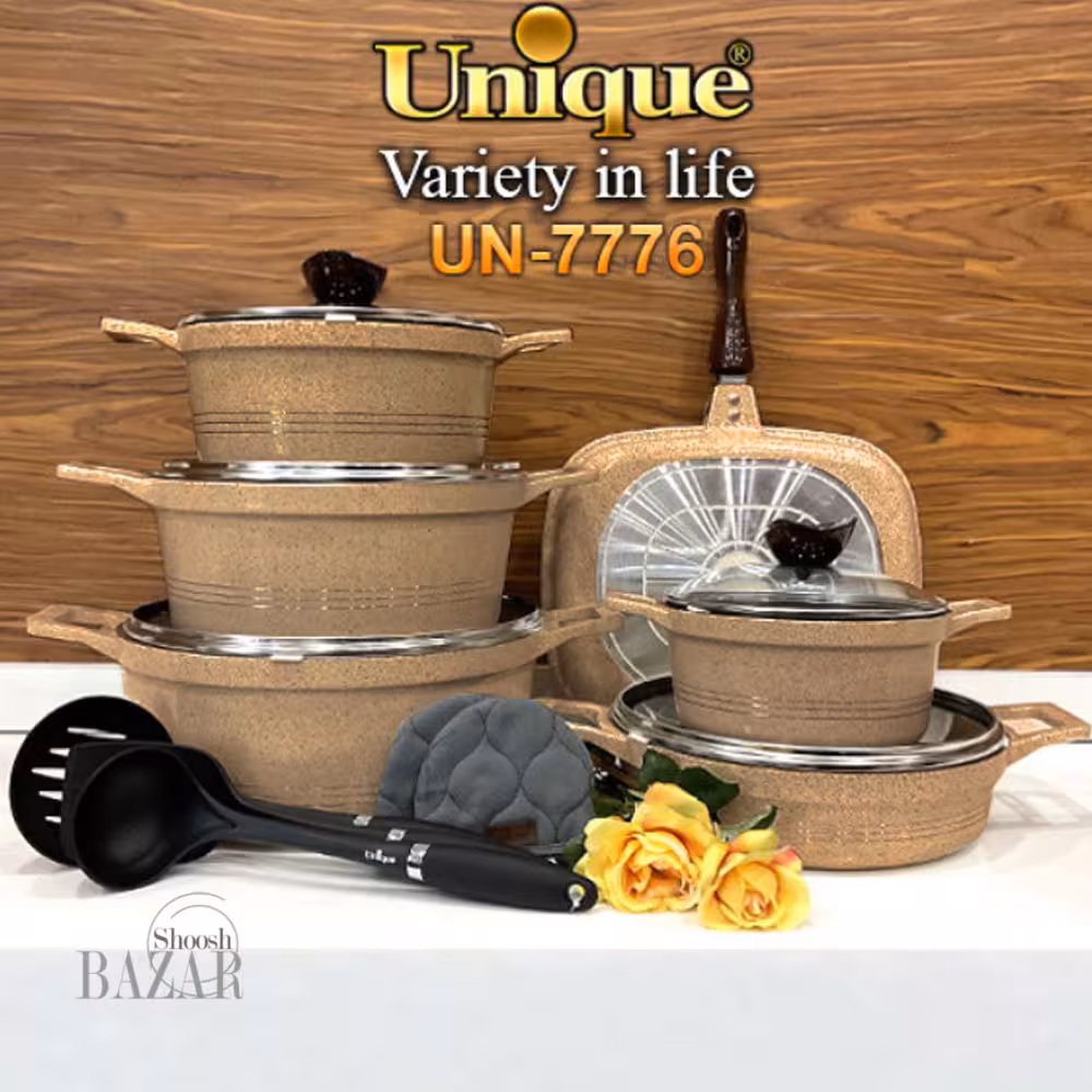 سرویس قابلمه 15پارچه نسکافه ای مدل کلاسیک یونیک کد 7776