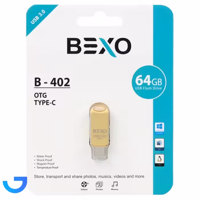 جزئیات ، قیمت و خرید فلش مموری بکسو مدل BEXO B-402 USB3.0 Type-c Otg-64GB | فروشگاه آریا