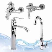 شیرآلات بامبو کروم با روشویی پایه بلند کروم