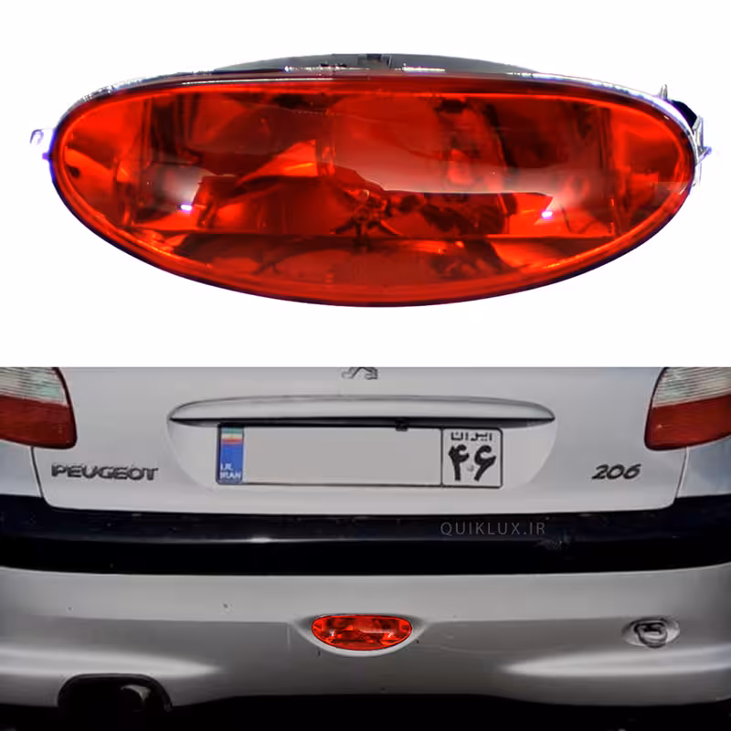 چراغ مه شکن عقب پژو 206 طرح قرمز (کریستالی)