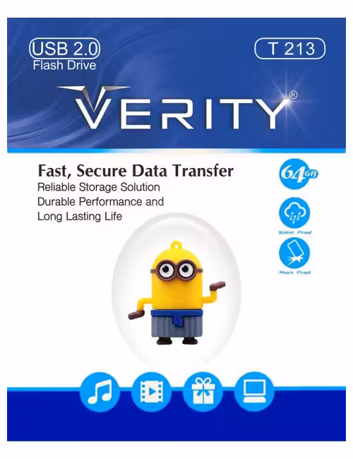 فلش مموری عروسکی وریتی مدل T213 طرح مینیون ظرفیت 64 گیگابایت