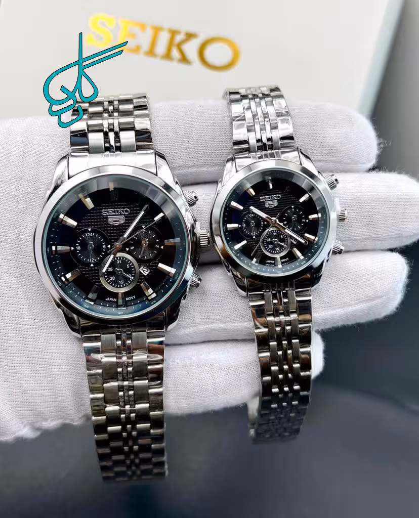 خرید ست ساعت زنانه و مردانه سیکو تک موتوره (طرح کرنو) رنگ ثابت کد 2117446 - ردگل