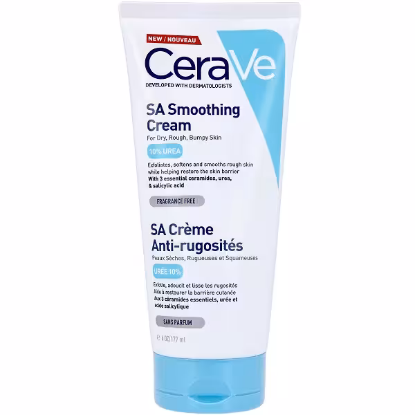 کرم مرطوب کننده و نرم کننده قوی سراوی Cerave مدل SA Smoothing cream حاوی 10% اوره حجم 177 میل | پوست خشک و زبر و برامده