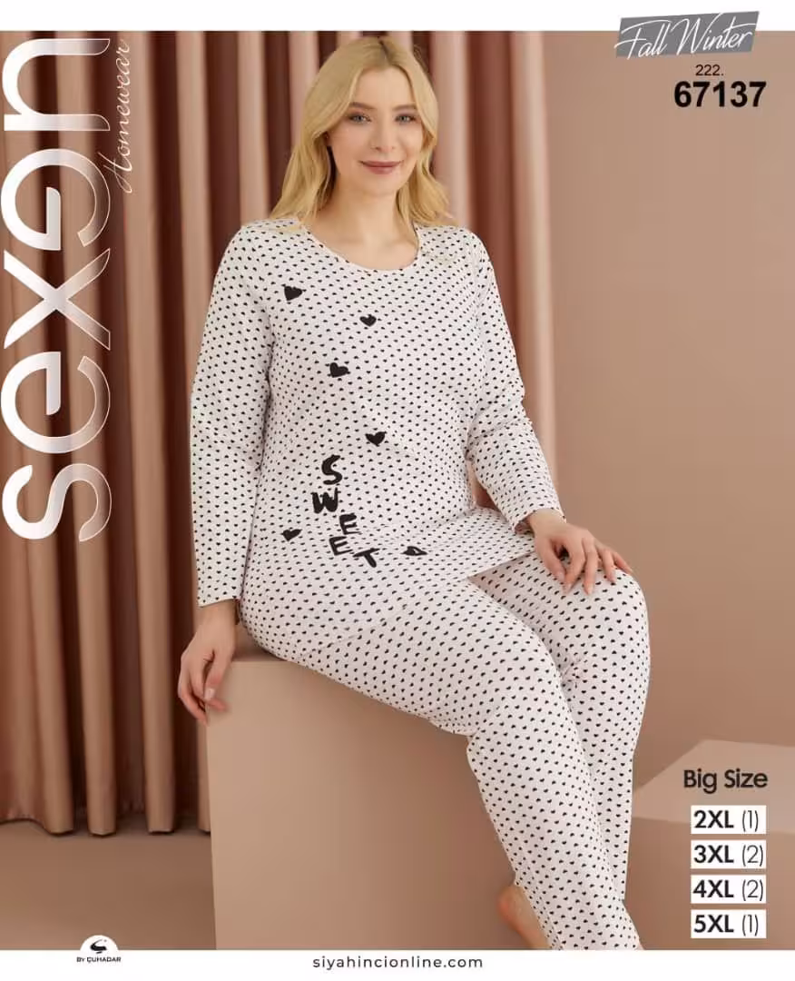 ست بلوز و شلوار راحتی زنانه سایز بزرگ ترک 67137